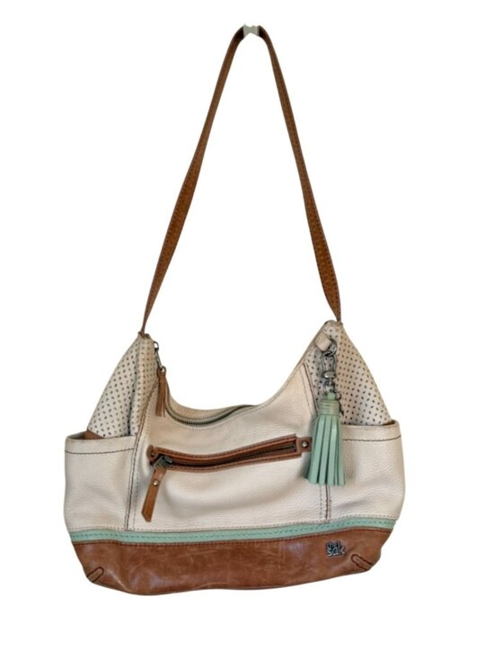The Sak Handbags - The Sak White Brown Leather Shoulder Bag Hobo Mint Tassel Women's Purse Cowgirl